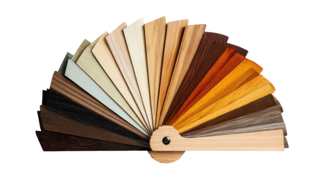 Wood laminate color swatches, fan-style