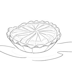 Minimal line drawing of an apple pie slice