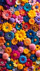 Vibrant and lively floral wallpapers featuring a stunning array of colorful flowers, perfect for brightening up any space, designed by TheWall.