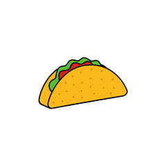 Stylized vector illustration of a delicious taco icon ready for culinary designs