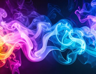 A vibrant, swirling background of colorful smoke in shades of blue, pink, and yellow, creating a dynamic and ethereal atmosphere. Perfect for artistic designs.