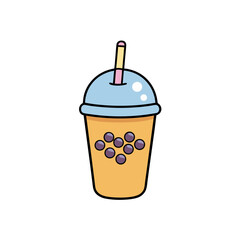 Refreshing boba tea drink vector graphic scalable illustration for commercial use