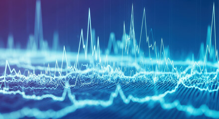 Abstract Financial Data Visualization with Oscillating Lines Representing Market Trends and Economic Indicators for Investment Analysis and Forecasting