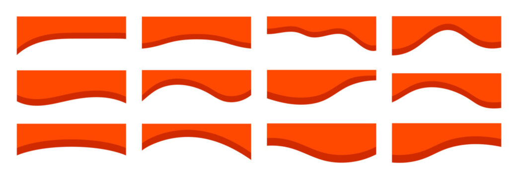 Collection of red headers borders with various smooth, flowing wave shapes,  perfect for certificates, formal invitations