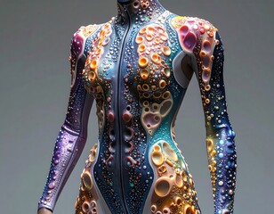 Colorful Abstract Futuristic Body Suit Design.