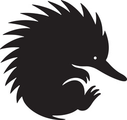 Echidna curled silhouette, spiny marsupial vector for wildlife, nature, and design use.
