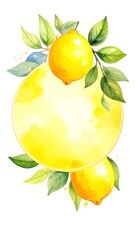 A vibrant collection of watercolor lemons clipart, featuring various lemon shapes and sizes, showcasing bright yellow hues and lush green leaves, perfect for designs.