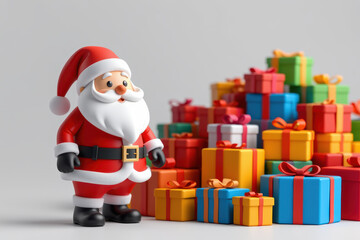 Low poly Santa Claus Christmas gift holiday present red suit white beard festive cheerful mood