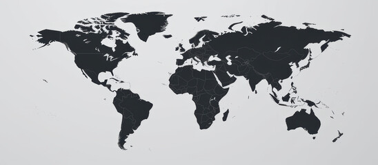 Minimalist world map global concept black and white modern style simple design geography educational wall art elegant decor
