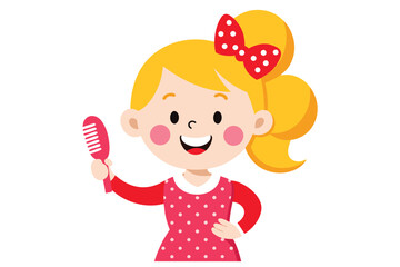 Cartoon Girl Singing with a Microphone Wearing a Polka Dot Dress and Bow