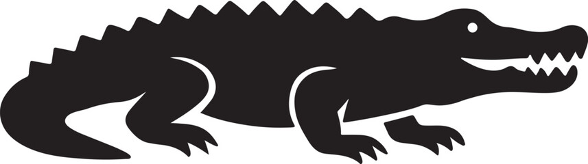 Crocodile side view silhouette, fierce reptile vector for wildlife, nature, and design use.