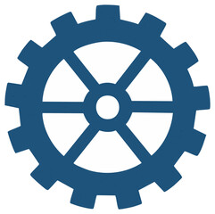 Obraz premium Simple blue gear cogwheel icon for machinery and industry concepts