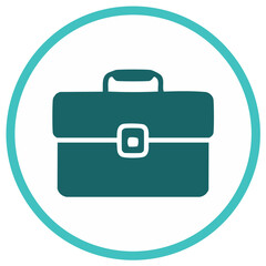 Teal Briefcase Icon Within Circle Depicting Professionalism and Career