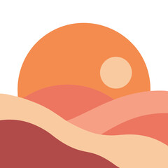 Stylized sunset over desert dunes vector illustration scalable graphics for design projects