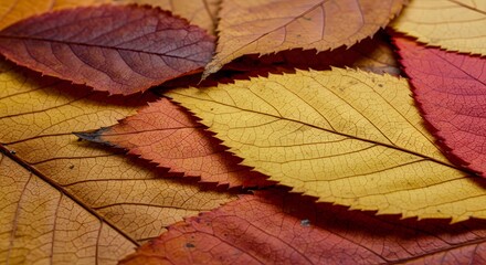 Autumn's Embrace: A Detailed Tapestry of Overlapping Leaves in Warm Hues