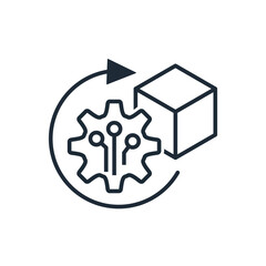 Electronic filling of the equipment. Improving technology.Vector linear icon illustration isolated on white background.