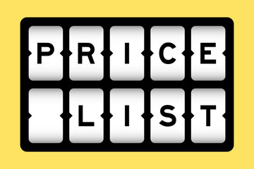 Black color in word price list on slot banner with yellow color background