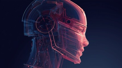 Human head profile with digital circuit design