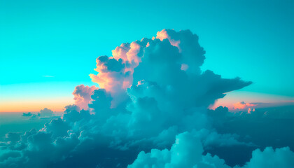 Clouds at sunset, blue sky background	