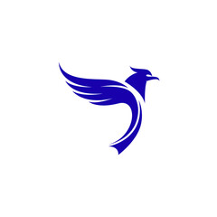 Abstract Flying Falcon Bird Logo in Blue