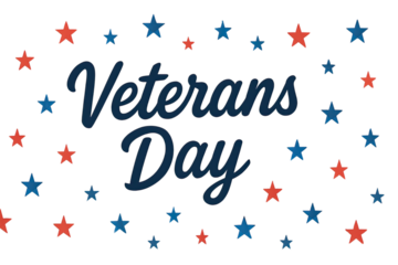 Veterans Day patriotic greeting with red and blue stars honoring military service celebration remembrance holiday illustration isolated background cutout