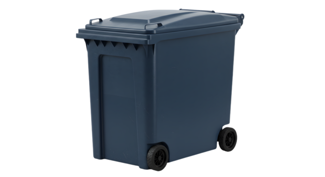 Blue outdoor wheeled garbage bin container on white background, waste management and recycling concept - Powered by Adobe