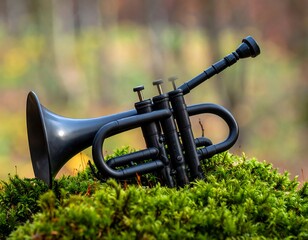 Black Trumpet on Mossy Ground.