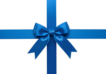 Blue Gift Ribbon and Bow on Transparent Background