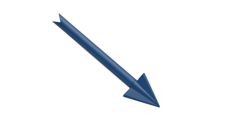 Isolated Arrow Object Pointing Downward a Precise Blue Geometric Shape for Wayfinding