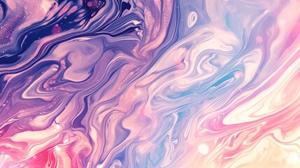 Obraz premium Close-up of swirling, vibrant purple, blue, and pink colors forming an abstract background with dynamic movement and energy, ideal as stylish wallpaper for phones, adding depth to the design.