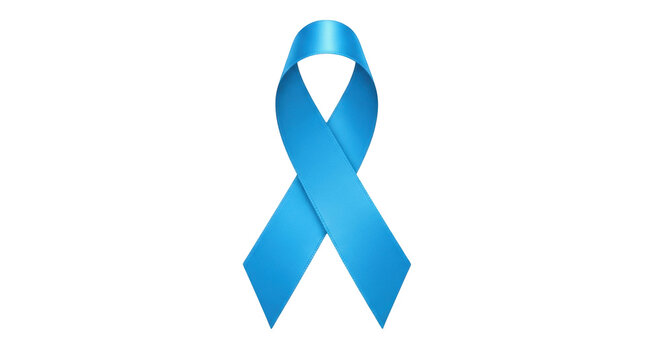 Isolated light-blue awareness ribbon as a symbol of health issues and medical topics, on a neutral field