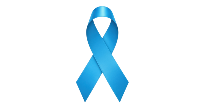 Isolated light-blue awareness ribbon as a symbol of health issues and medical topics, on a neutral field