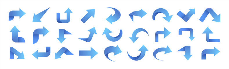 Set of blue arrow icons, pointing up, down, left and right icon, vector illustration 10 eps.