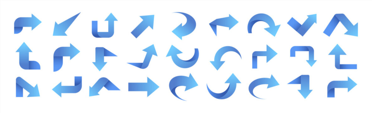 Set of blue arrow icons, pointing up, down, left and right icon, vector illustration 10 eps.