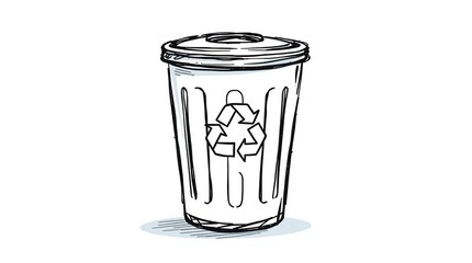 Hand Drawn Recycling Bin.