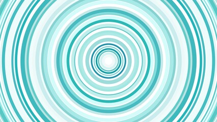 Concentric circles in shades of blue and white create a hypnotic background