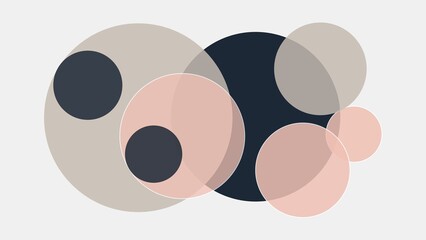 Abstract overlapping circles in neutral colors isolated on white background