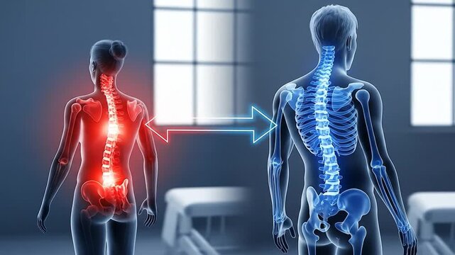 Spine Health: Scoliosis Correction & Healthy Posture - Visual Anatomy Comparison