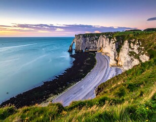 Coastal Cliffs of France at Sunset.