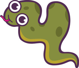 Number four designed as a cute smiling snake vector character