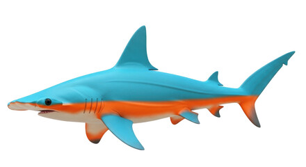 Obraz premium Isolated two-tone shark model against neutral backdrop, colorful marine animal illustration
