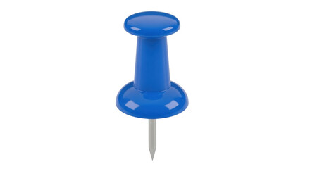 Isolated push pin, blue thumbtack for bulletin boards, notice boards, or office organization