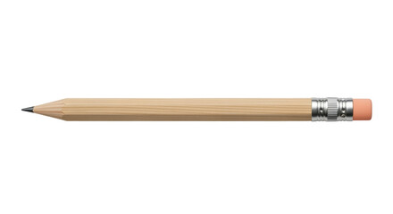 Isolated pencil with eraser, sharpened tip for writing, drawing, school and office work