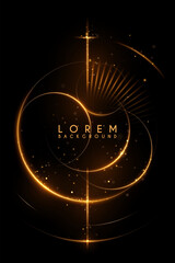 Golden light circle lines with sparks on black background