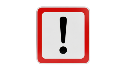 Isolated exclamation point danger square caution sign, warning attention hazard symbol idea