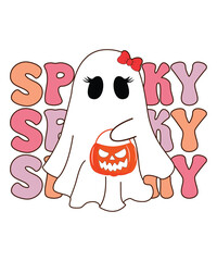 Spooky Happy Halloween shirt print template, Pumpkin Fall Witches Halloween Costume shirt design