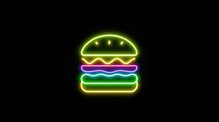 Neon Burger Icon.