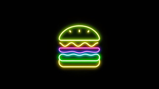 Neon Burger Icon. - Powered by Adobe