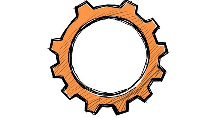 Orange Gear Icon.