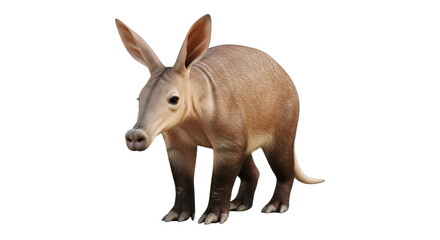 Isolated aardvark standing tall with long ears, a unique African mammal or ant bear